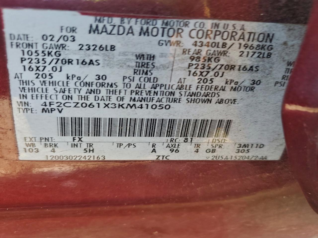 Mazda Tribute Es Image 7